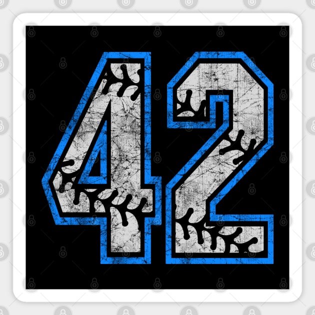 Number 42 Baseball Equality Distressed Classic LA Blue Magnet by TeeCreations